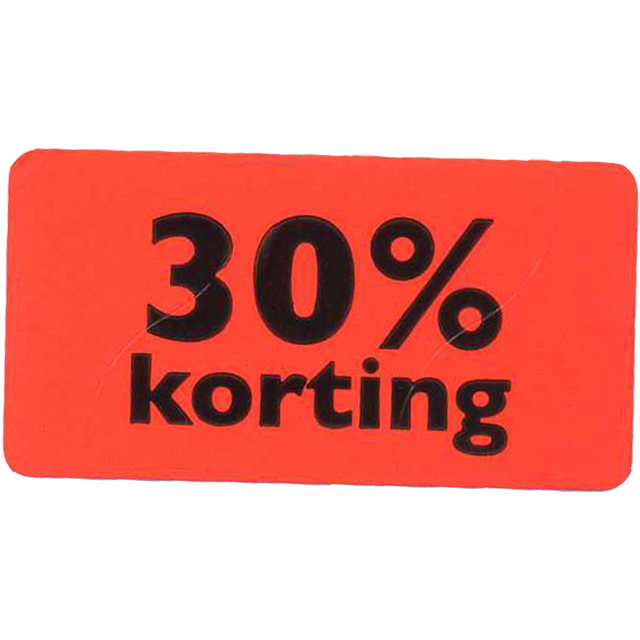 Klika - Label | Werbeetikett Papier 30% Rabatt permanent 47x25mm | Fluor/Rot | Rollen Sie bei 1000 Stücken