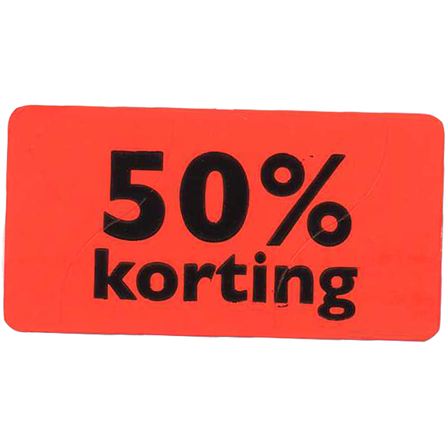 Klika - Label | Werbeetikett Papier 50% Rabatt permanent 47x25mm | Fluor/Rot | Rollen Sie bei 1000 Stücken