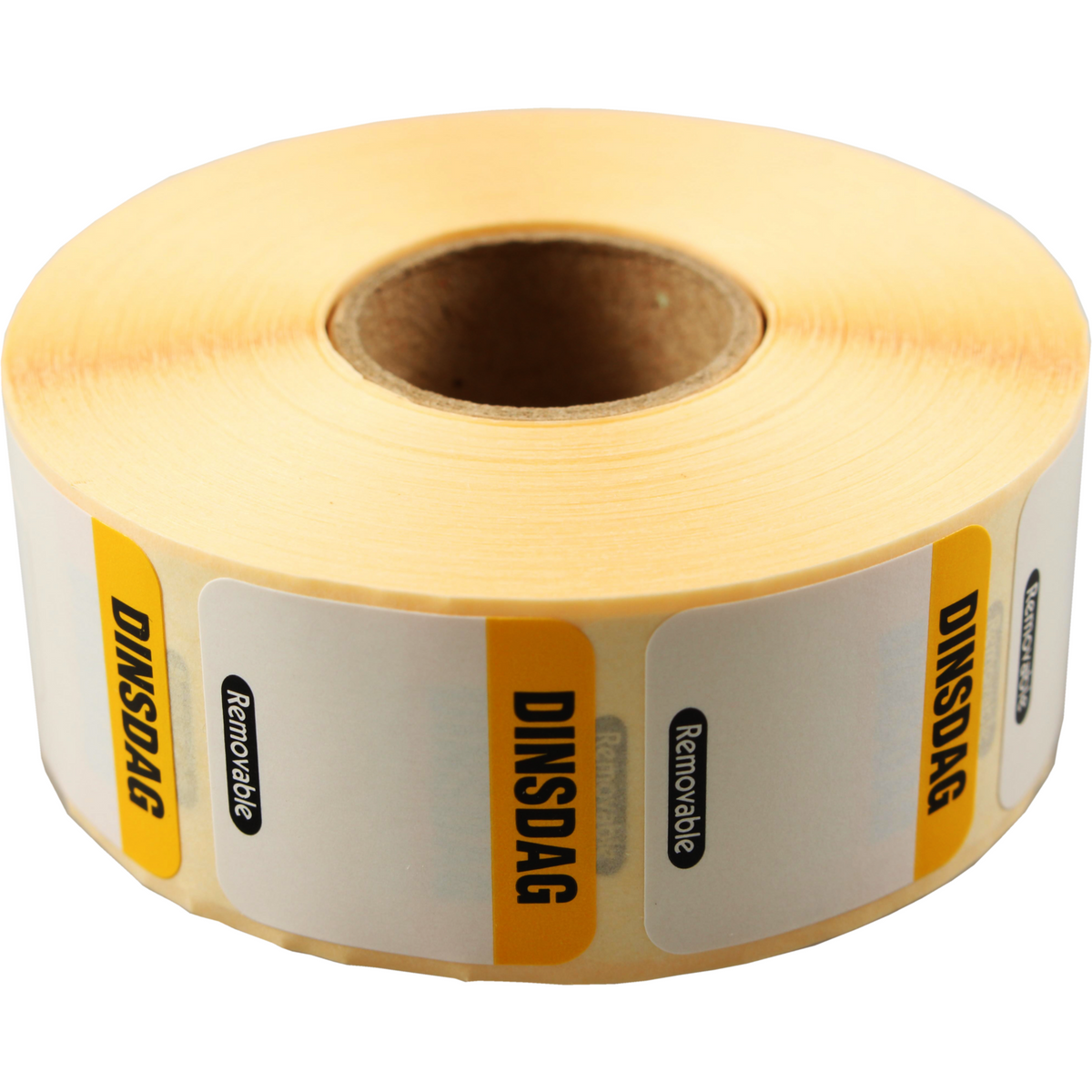 Etikett | Dagabel di | Papier schreibbar 25x25mm | Geel | Rollen Sie bei 1000 Stücken