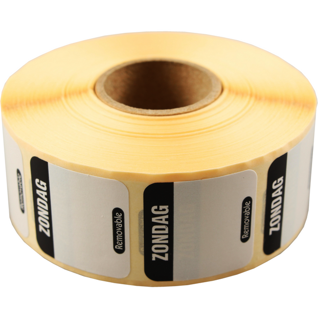 Etikett | Day Label ZO | Papier schreibbar 25x25mm | Schwarz | Rollen Sie bei 1000 Stücken