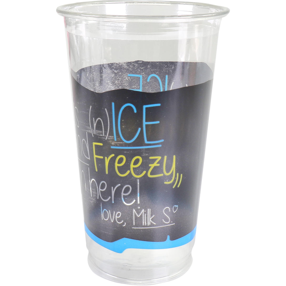 DEPA - | Milchshake -Tasse | Eis ist Eis | Recyceltes Haustier | 500 ml | 22oz | Transparente/blaue Ärmel mit 50 Teilen