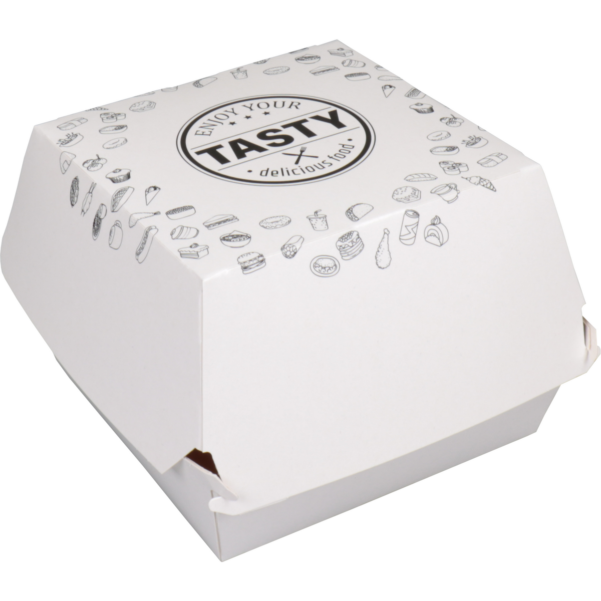 Klika - Bak | Karton + Kleicoating | Hamburger Bin 120x120x100mm | Weiß | 100 Stück