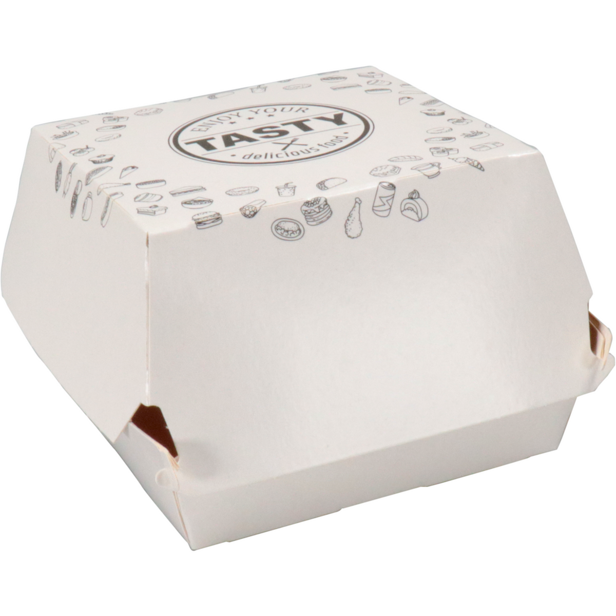 Klika - Bak | Karton + Kleicoating | Hamburger Bin 90x90x70mm | Weiß | 100 Stück