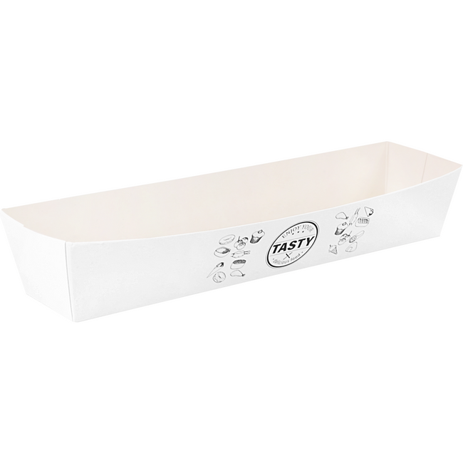 Klika - Bak | Karton + Kleicoating | A16n | Snack Bin 185x33x35mm | Weiß | 100 Stück