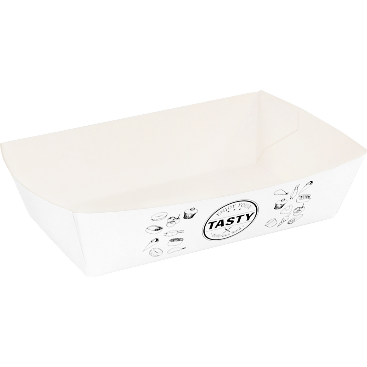 Klika - Bak | Karton + Kleicoating | A9 | Snack Bin 120x70x35mm | Weiß | 100 Stück
