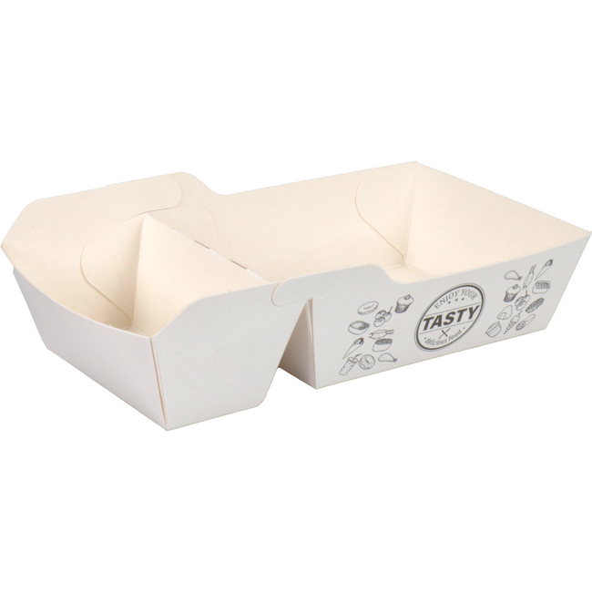Klika - Bak | Karton | A23 | Snack Bin 120x70x35mm | Weiß | 100 Stück