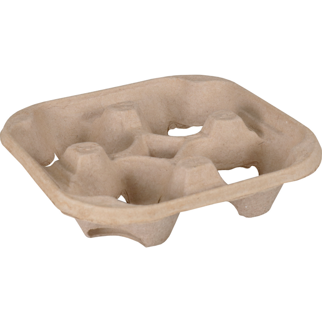 DEPA - TRAY TEAL | 4 Tassen | 217x217x48mm | Papiermulpa | Braun | 50 Stück
