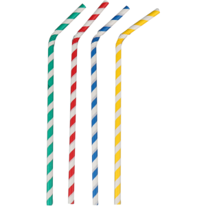 DEPA - Biegung Trinkrohr Papier gestreiftes Assorti Ø6mm x 220 mm 500 Stück
