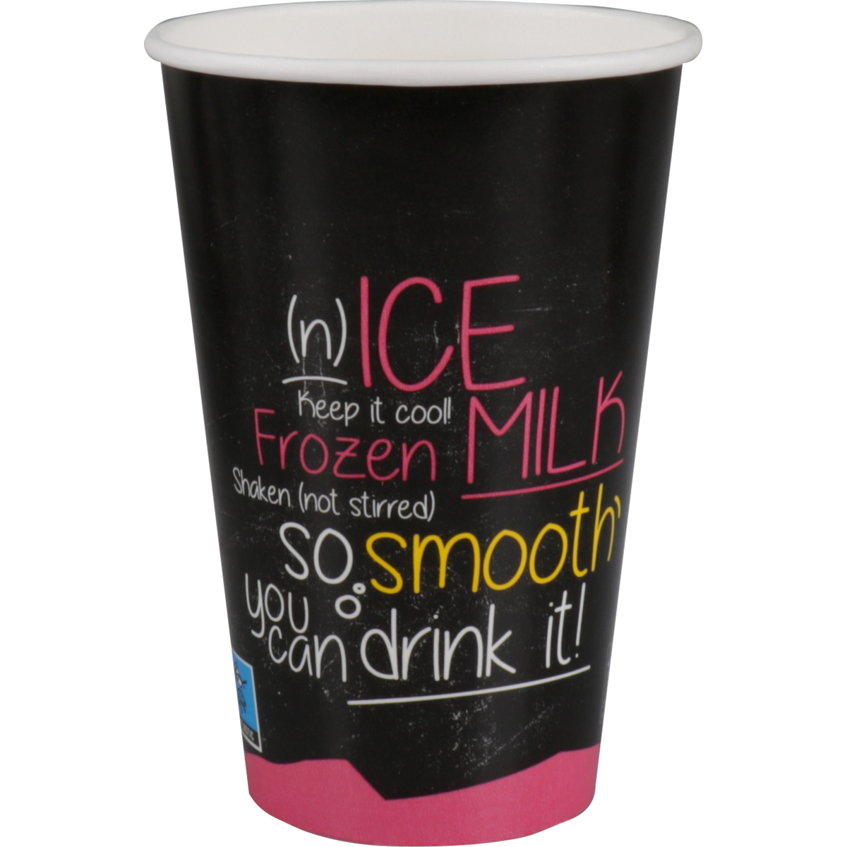 DEPA - | Milchshake -Tasse | Eis ist Eis | Karton + PE | 400 ml | 16oz | 128 mm | Schwarz/Rosa -Ärmel mit 50 Teilen