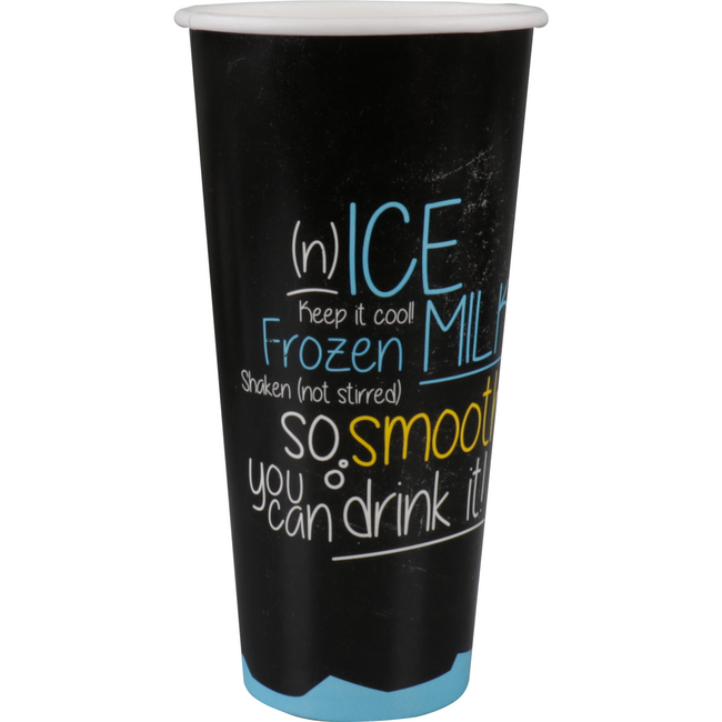 DEPA - | Milchshake -Tasse | Eis ist Eis | Karton + PE | 500 ml | 22oz | 170 mm | Schwarz/Blue -Ärmel mit 50 Teilen
