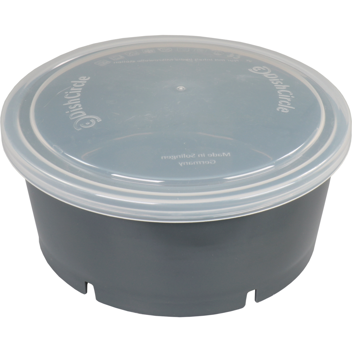 Spülskala mit Deckel | Wiederverwendbar | pp | Runde | 1250 ml | ∅18cm | grau/transparent 20 Teile
