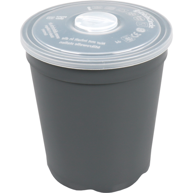 Spülmittel | Suppenbecher | inkl. Deckel | Pp | Wiederverwendbar | 480 ml | Ø9.7cm | grau/transparent 30 Stücke