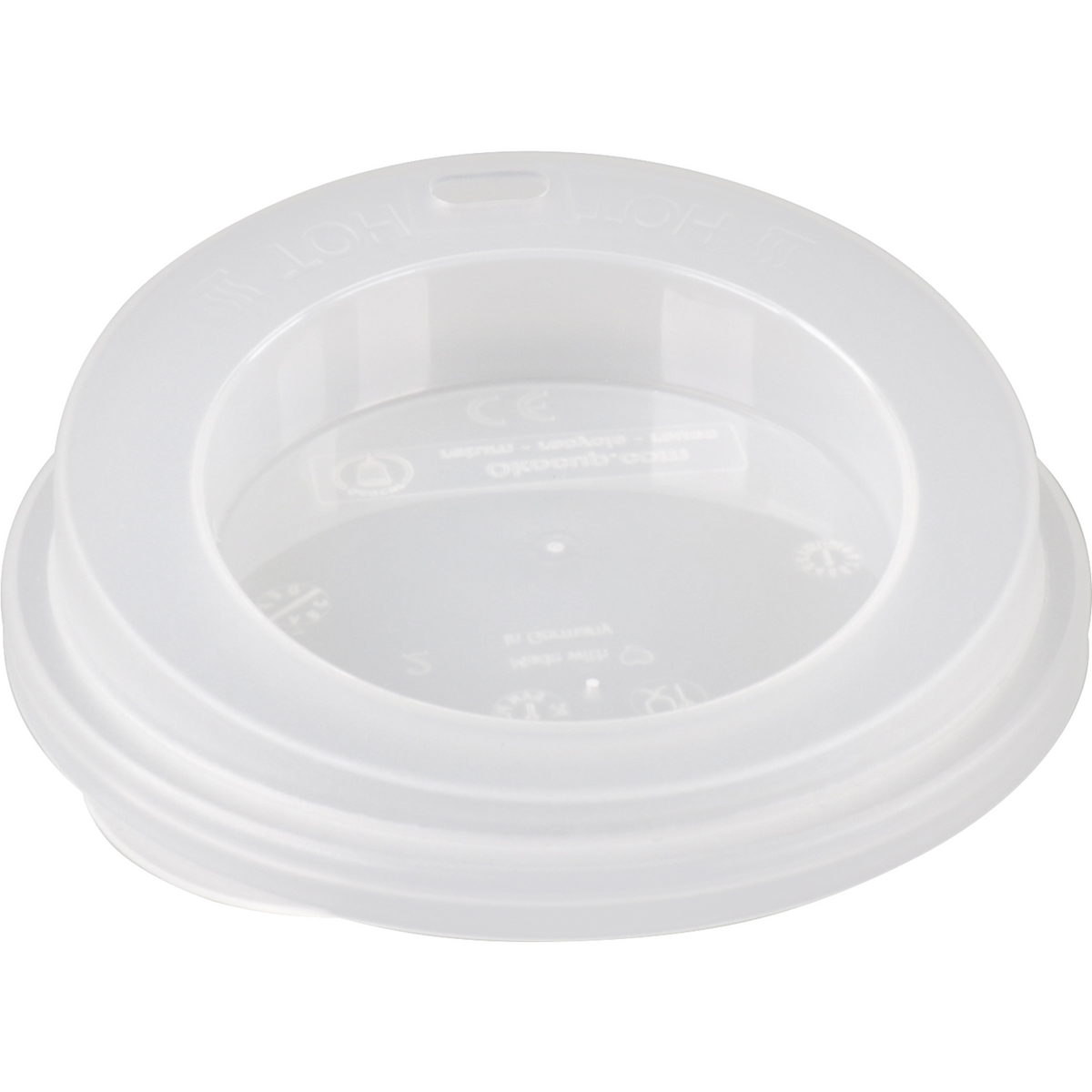 Ökocup - Deckel | Pp | Runde | Wiederverwendbar | mit Trinkloch Ø90mm | Transparente 20 Stücke