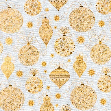Klika - Geschenkpapier - Geschenkpapier - Metallic Gold Weihnachtsbirnen auf Mat White 30 cm