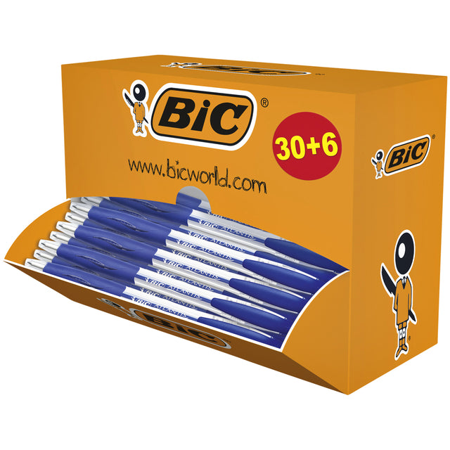 Ballpen BIC Atlantis Classic 0,32 mm blaue Box von 30+6 kostenlos