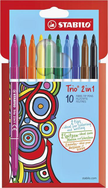 Filz -Tip Stift Stabilo Trio 2 in 1 Penny zu 10 Farben