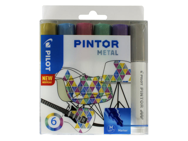 Malen Sie Stift Pilot Pintor Metalic 1,4 mm Arsch Hülle bei 6 Teilen Assorti