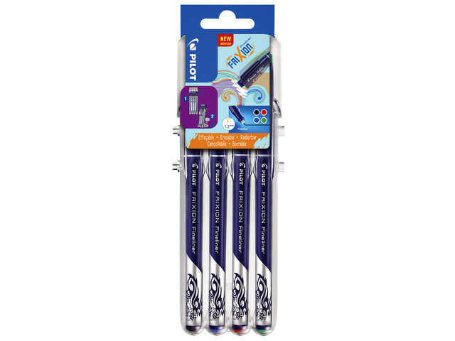 Fineliner Pilotfrixion 0,45 mm Beutel zu 4 Teilen Assorti