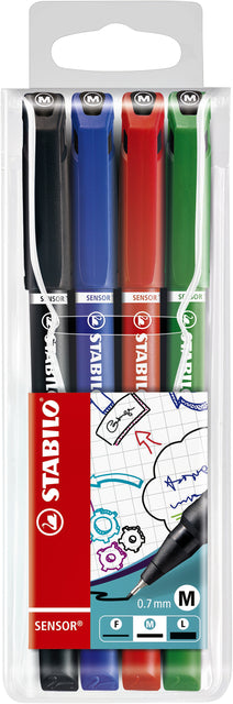 Fineliner Stabilo Sensor 187 Tasche mit 4 Farben