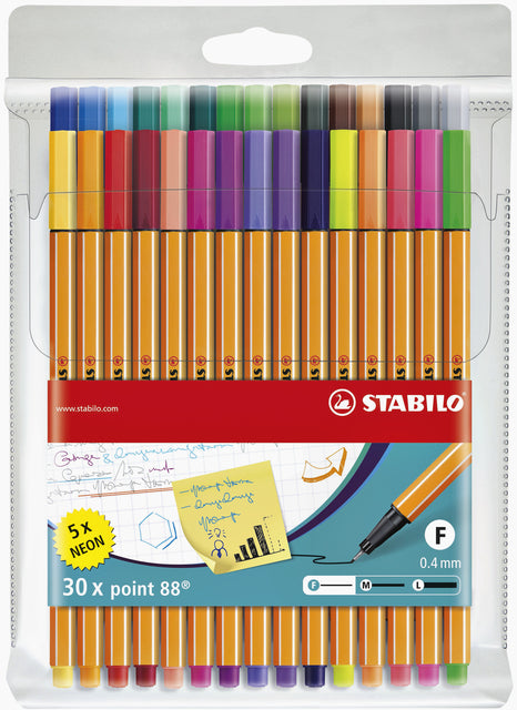 Fineliner Stabilo Point 88 ASD mit 5st -Neon