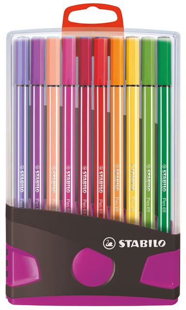 Filzstift Stabilo Pen 68/20 anthrazit/rosa Etui 20 Stück | Karton mit 20 Stück