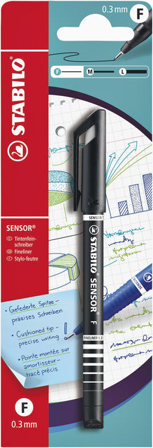 Fineliner Stabilo Sensor Black Blister | 10 Stück