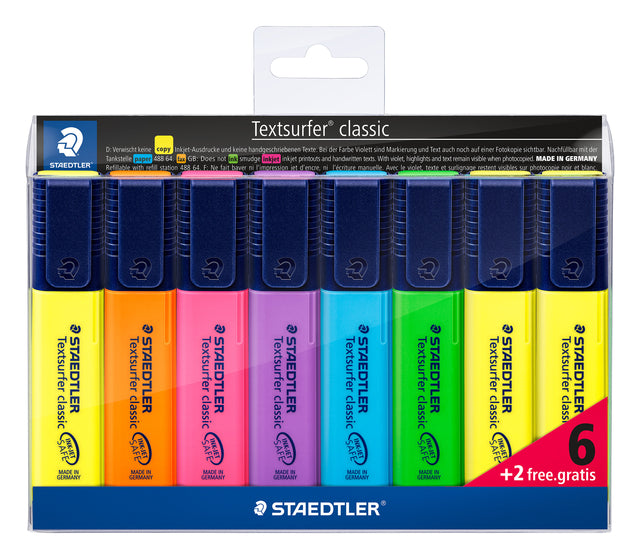 Markierungsmarker Staedtler 364 Textesurfer -Set von 6 Teilen Assorti + 2 Gelb frei