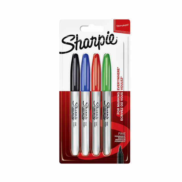 Filz -Tip -Stift Sharpie um 0,9 mm Assorti Blasen von 4 Teilen