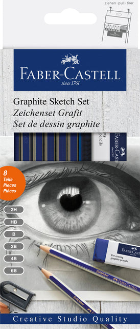 Bleistifte Faber-Castell 6 Härten wie Bleistift schärfer und Radiergummi