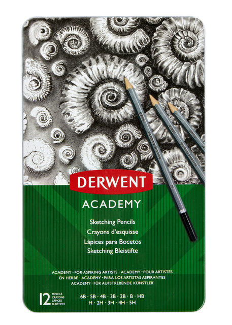 Crayon Derwent Academy 6B5H Assorti dureté de la dureté de 12 pièces