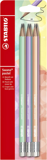 Bleistift Stabilo Graphit Swano HB mit Gumtip Pastell Penny bei 6 Farben