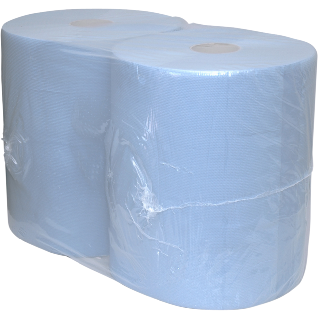 QLEANIQ® - Reinigungspapier 3 -Layer | auf Roll | 37cm | 190m | Papier blau | 2 Stücke