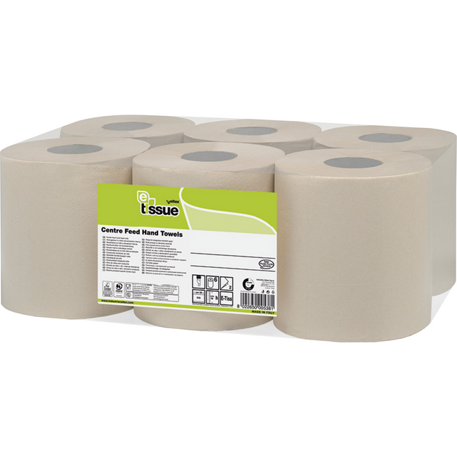 E-Tissue-Reinigungspapier 2-layer | 19cm | 153m | Zellulose 6 Rolle