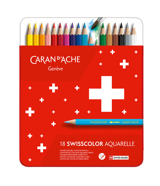 Buntstift Caran d'Ache Swisscolor Aquarell | Karton mit 18 Stück