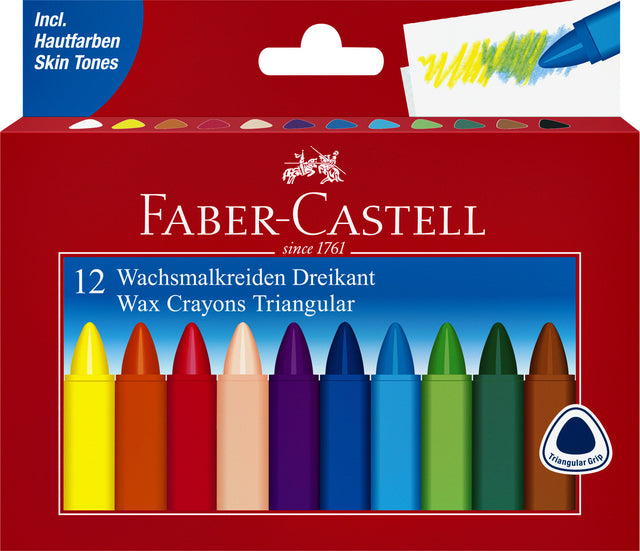 Waskrijt Faber-Castell Triangular Set von 12 Teilen Assorti | 10 Stück