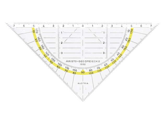 Geodianwinkel Aristo 1552 160 mm transparent mit gelbe Kante