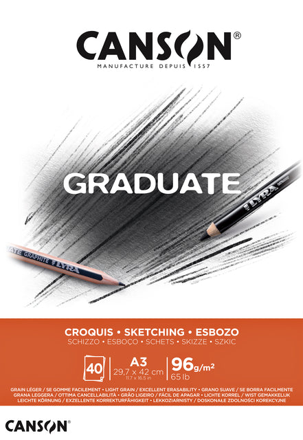 Sketchbook Canson Absolvent Croquis A3 96gr 40vel | 5 Stücke