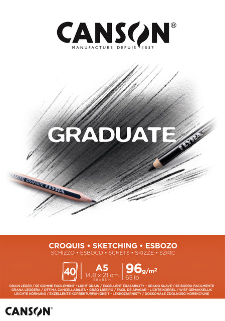 Sketchbook Canson Absolvent Croquis A5 96gr 40vel | 5 Stücke