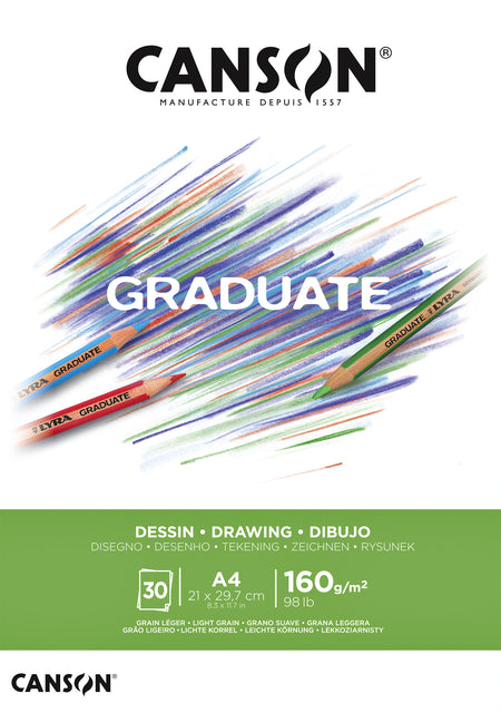 Zeichnen von Block Canson Graduate Desin A4 160gr 30vel | 5 Stücke