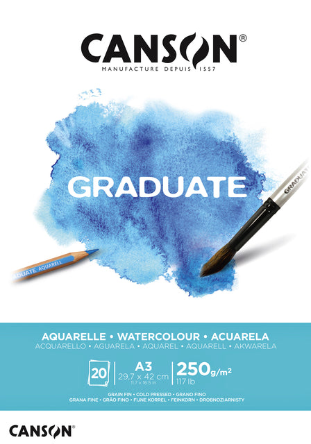 Aquarellblock Canson Graduate A3 250gr 20vel | 5 Stücke