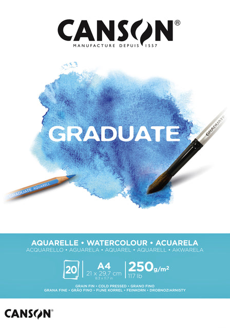 Aquarellblock Canson Graduate A4 250gr 20vel