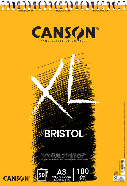 Zeichnen von Block Canson XL Bristol A3 50V 180gr | 5 Stücke
