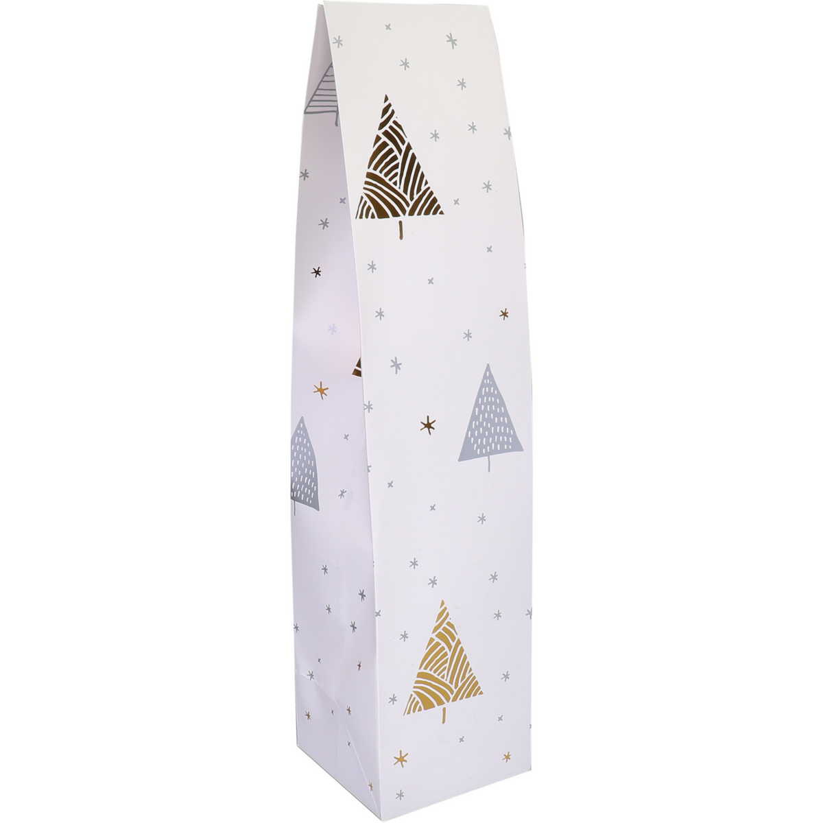 Klika - Flaschenbag | 9,5x41x9.5cm | Unter dem S | Papier + PP | Weiß/Gold/Silber 25 Stück