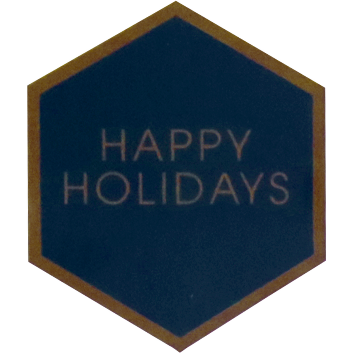 Klika - Label | Papier Frohe Feiertage Hexagon | 46x40mm | Blau/Kupfer Rollen Sie bei 500 Teilen