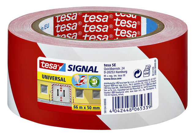 Warnband Tesa 58134 Rot/Weiß