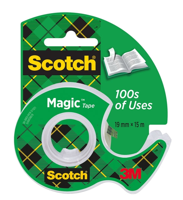 Klebeband Scotch Magic 810 19mmx15m unsichtbar + Abroller | 12 Stücke