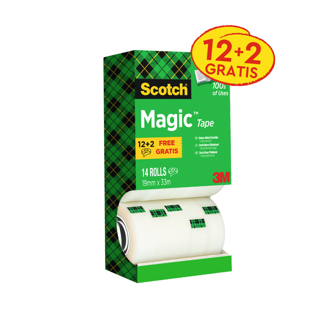 Klebeband Scotch Magic 810 19mmx33m unsichtbar matte 12+2 kostenlos | 2 Stücke