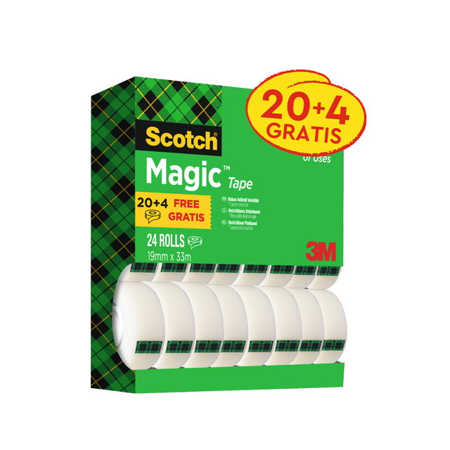 Klebeband Scotch Magic 810 19mmx33m unsichtbar matte 20+4 kostenlos | 2 Stücke