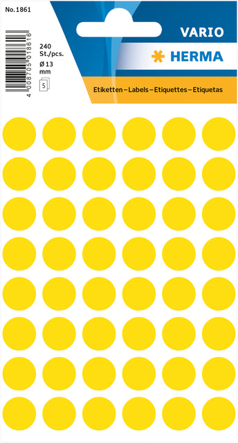 Herma 1861 Etikett um 12 mm gelbe 240 Stücke