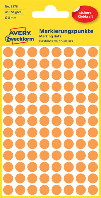 Etikett Avery Zweckform 3178 um 8 mm Oranje 416 Stücke